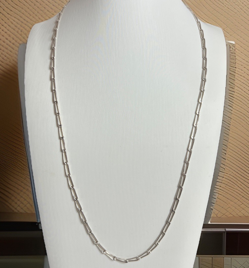 Antique Vintage FSC Sterling Paper Clip Oval Link Chain Necklace 26” 3.7mm
