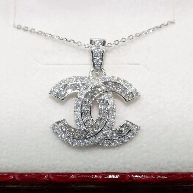 2.50Ct Real Moissanite Women’s Pendant Necklaces 14K White Gold Plated Silver