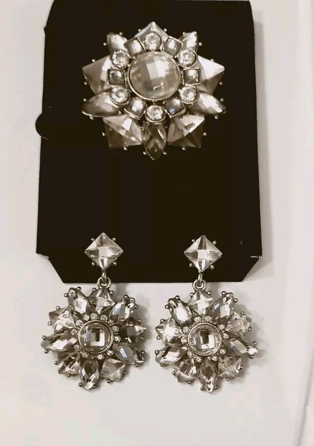 Brooch & Earrings Gift Set Faux Stones diamonds and Rhinestones.