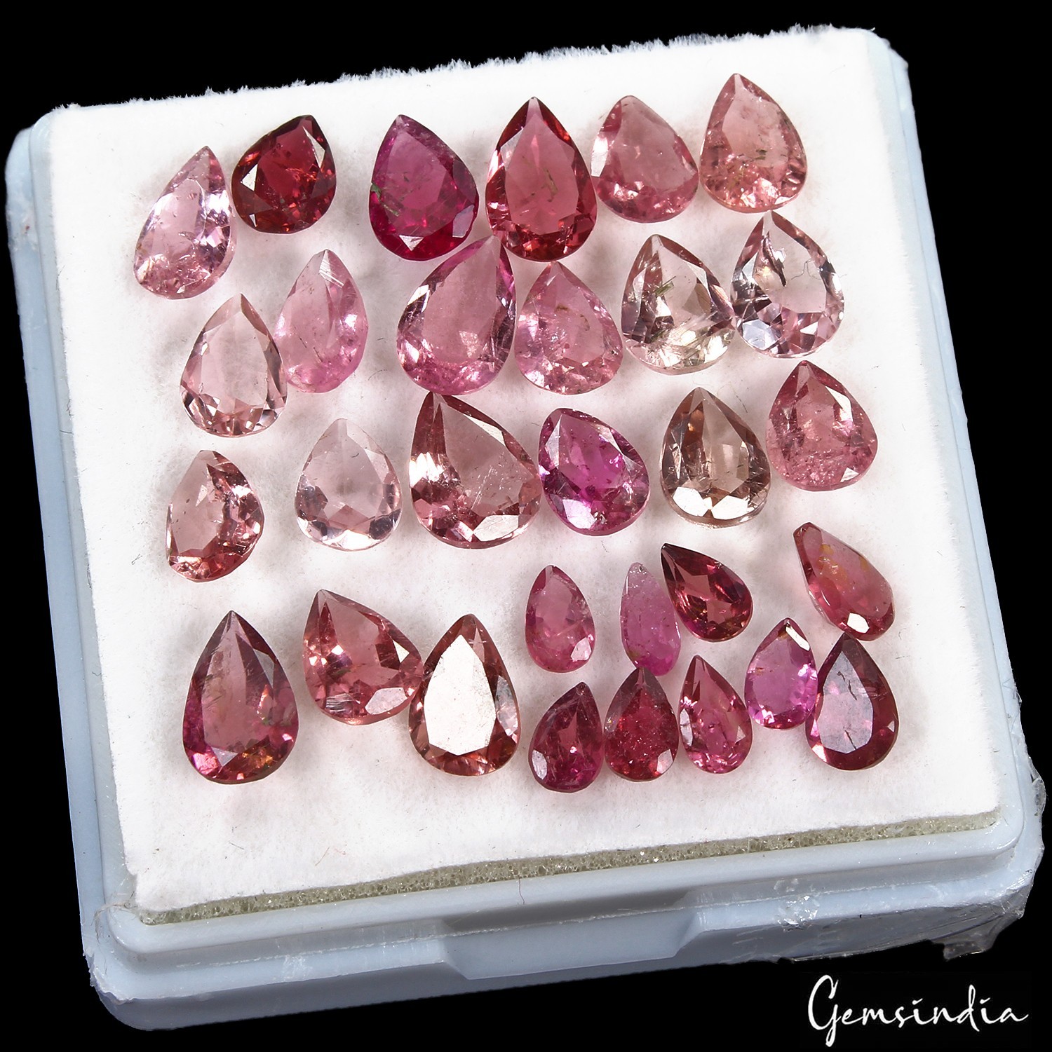 Certified 13.90 Cts/30 Pcs Natural Pink Rubellite Tourmaline Pear Cut 5-7mm Gems