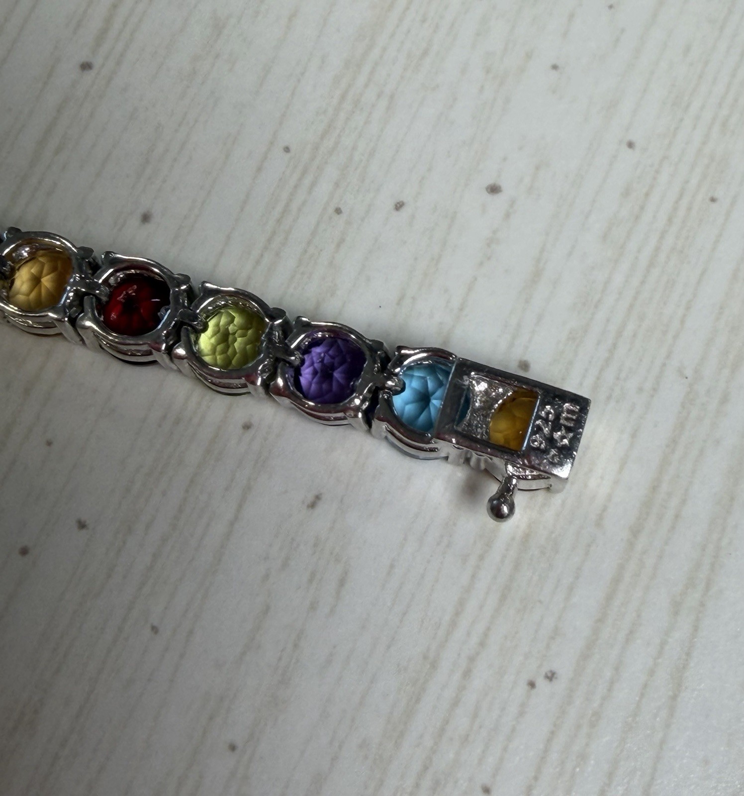 Women’s Sterling Silver Natural Multi Gemstone Tennis Bracelet, 7″, 13 g
