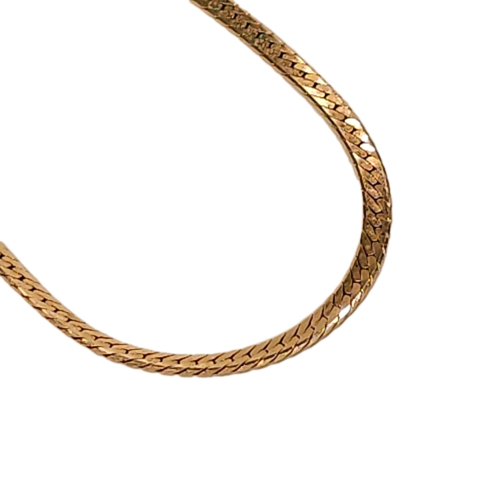 14k Gold flat curb/cuban style/Herringbone 18.5” chain 1/8″ wide box clasp 9.8g