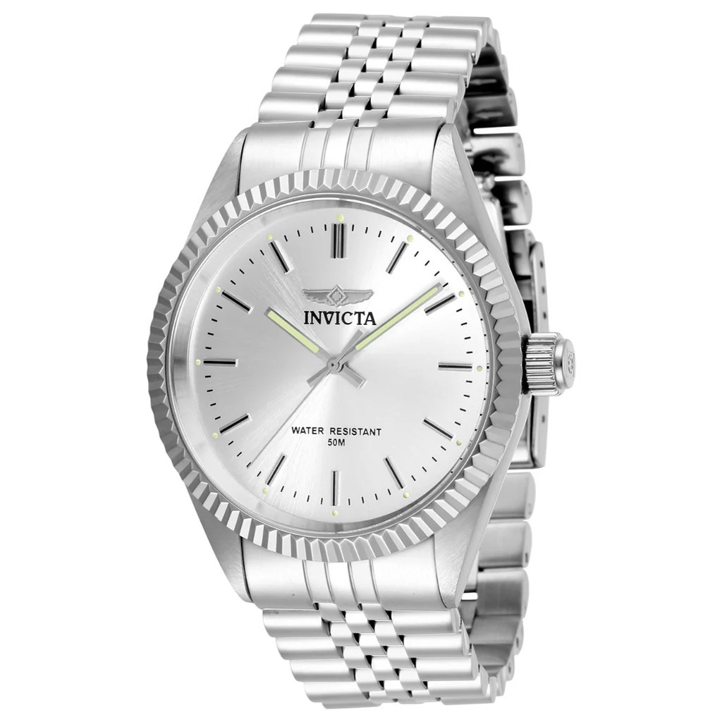Invicta Specialty 43mm Mens Stainless Steel Watch Silver Dial 29373 50M jubilee