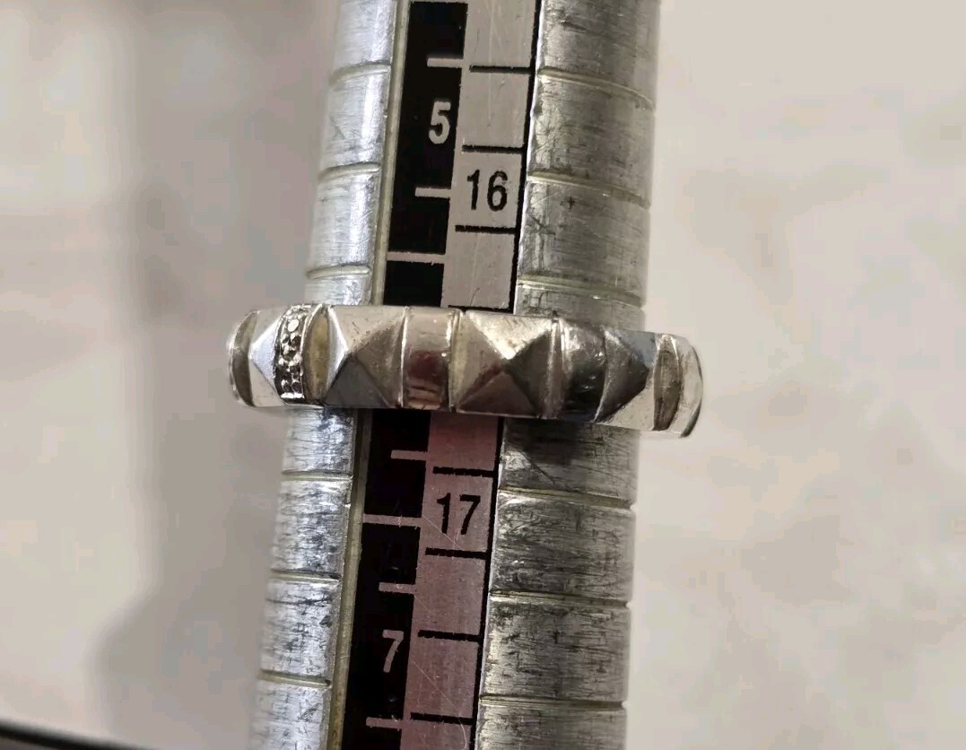 Ross Simons Sterling silver Thick Diamond Band Ring EA