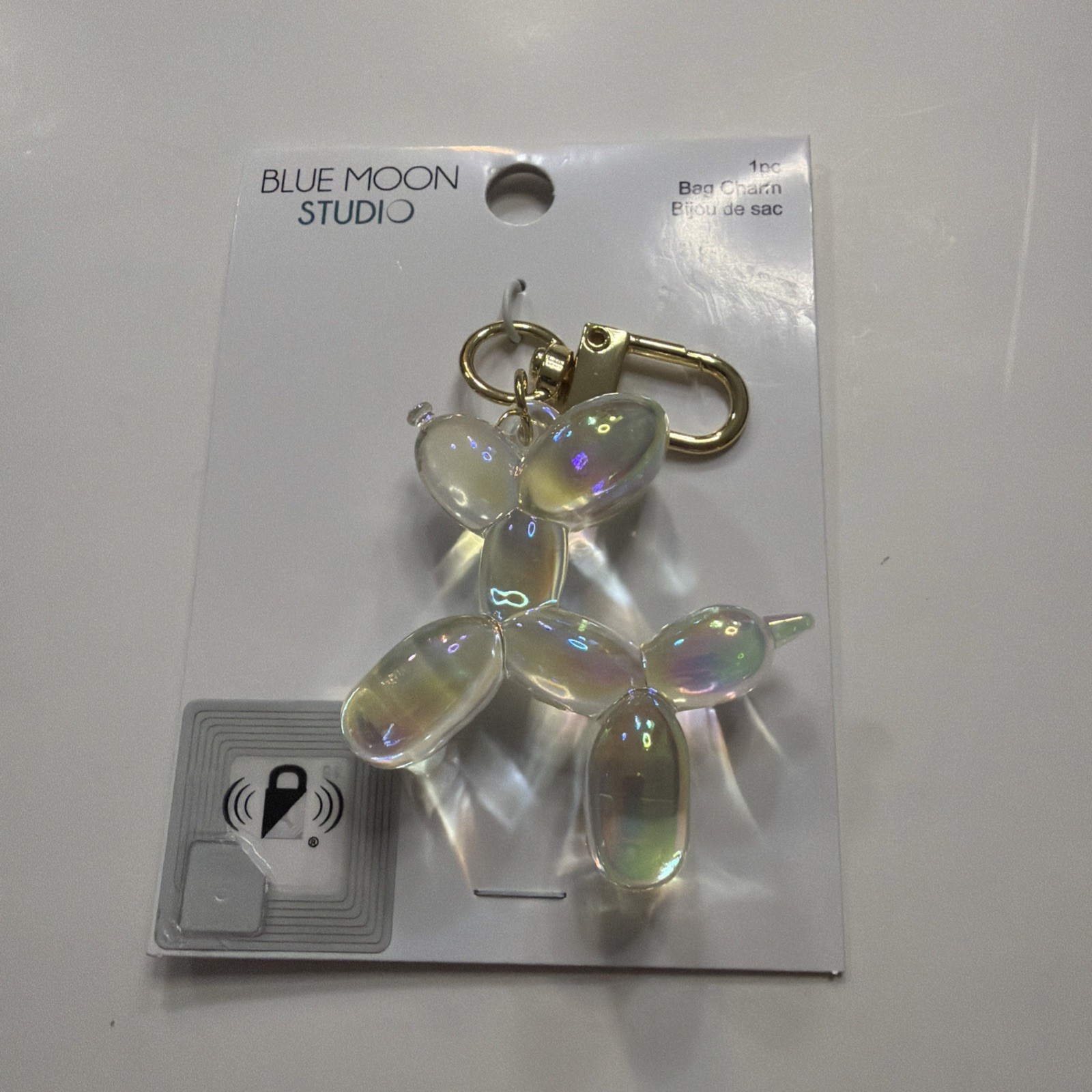 Blue Moon Studio Clear Air Balloon Dog Bag Charm iridescent shine