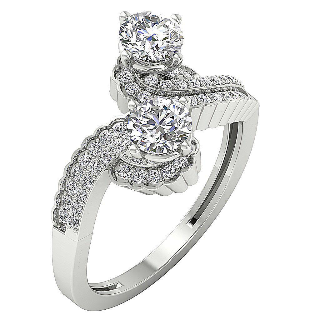 Anniversary Gift Forever Us Two Stone Ring Natural Diamond I1 G 1.50 Ct 14k Gold