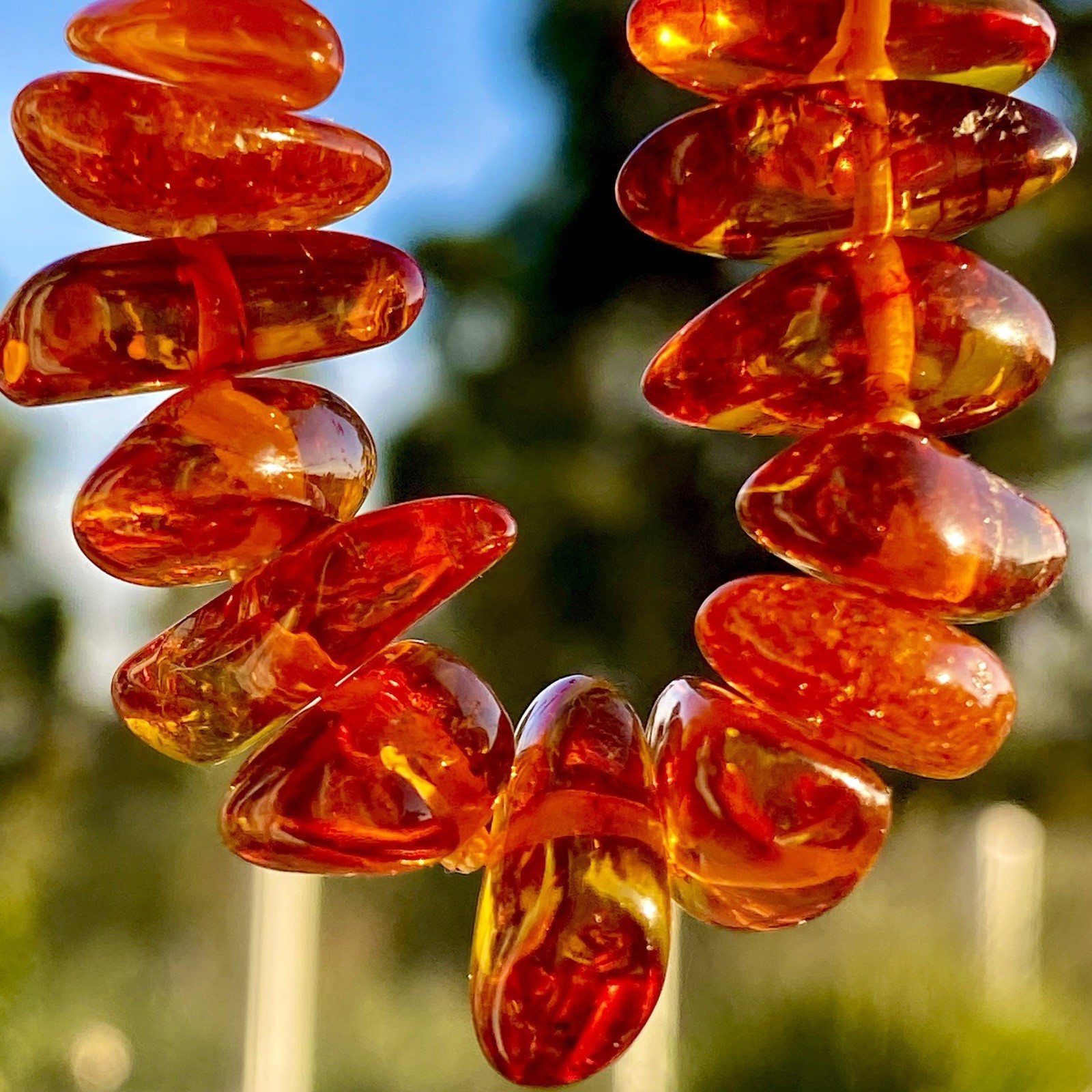 Vintage Natural Baltic Amber Necklace 18,5″ Polished Cognac Nugget Beads