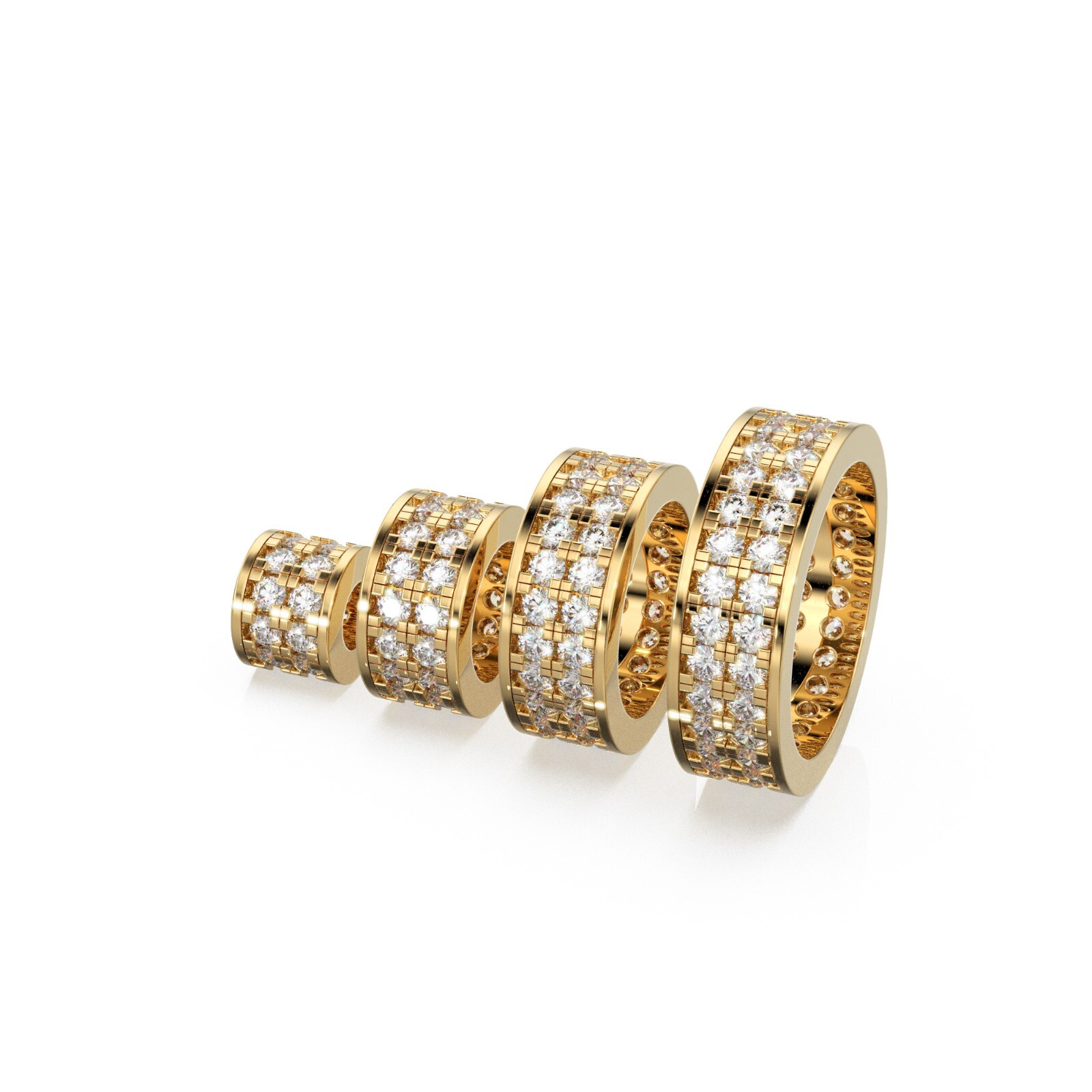 2 Row Diamond Rondelle Bead 18k Solid Gold Spacer French Pave Finding