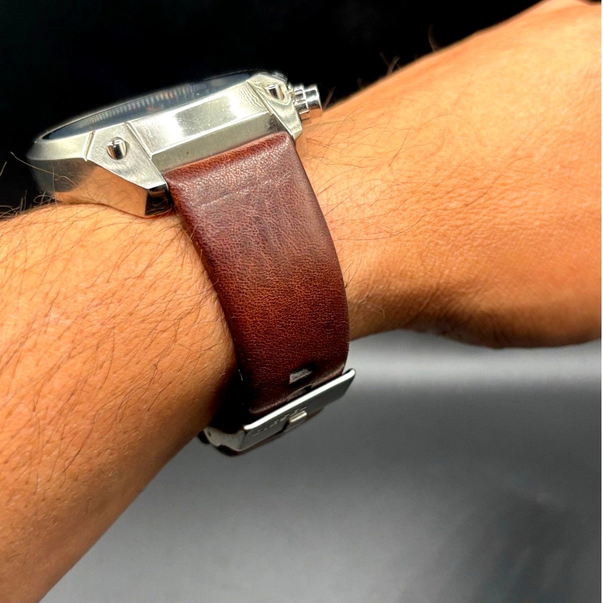 Diesel DZ4204 Men’s Overflow Chronograph Silver Case Brown Leather Watch