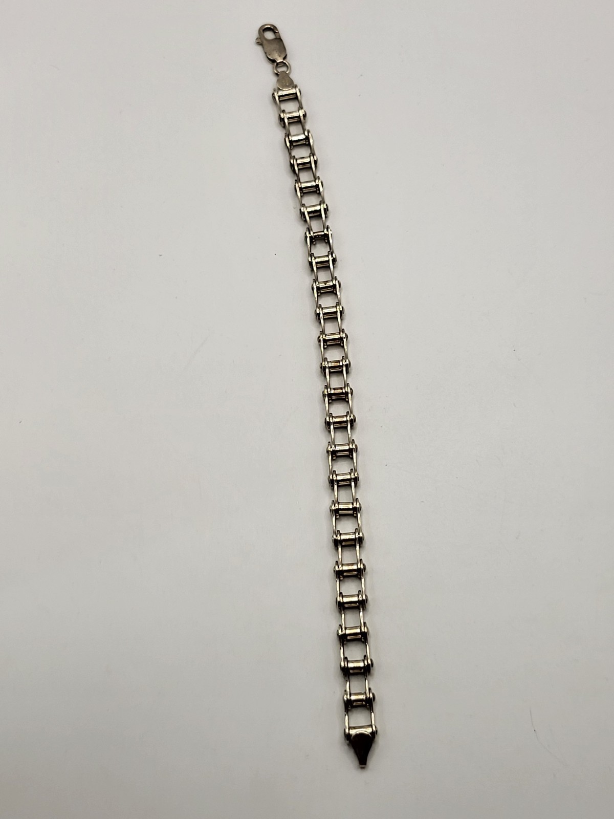 Men’s Signed PGDA 925 Sterling Silver Bike Chain Bracelet 8″