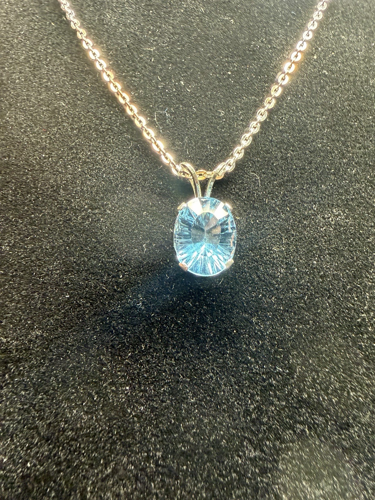 2.41 ct 10x8mm oval London Blue Topaz 0n a 18” 925 Sterling Silver chain