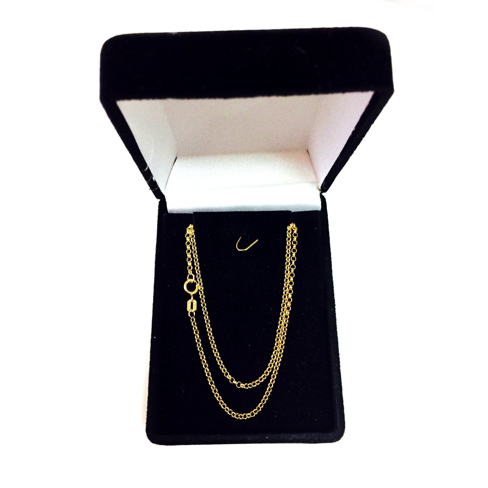 10k Yellow Real Gold Round Rolo Link Chain Necklace, 1.9mm, 18″