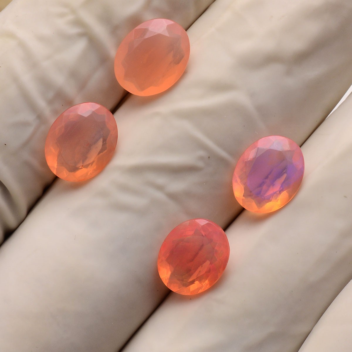 4 Pcs Natural Ethiopian Opal 10mmx8mm Play Of Colors Oval Faceted Cut Gemstones