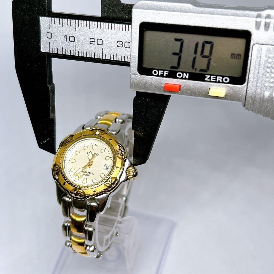 SEIKO Scuba 200m Diver Watch Two Tone Ladies 7N85-6010