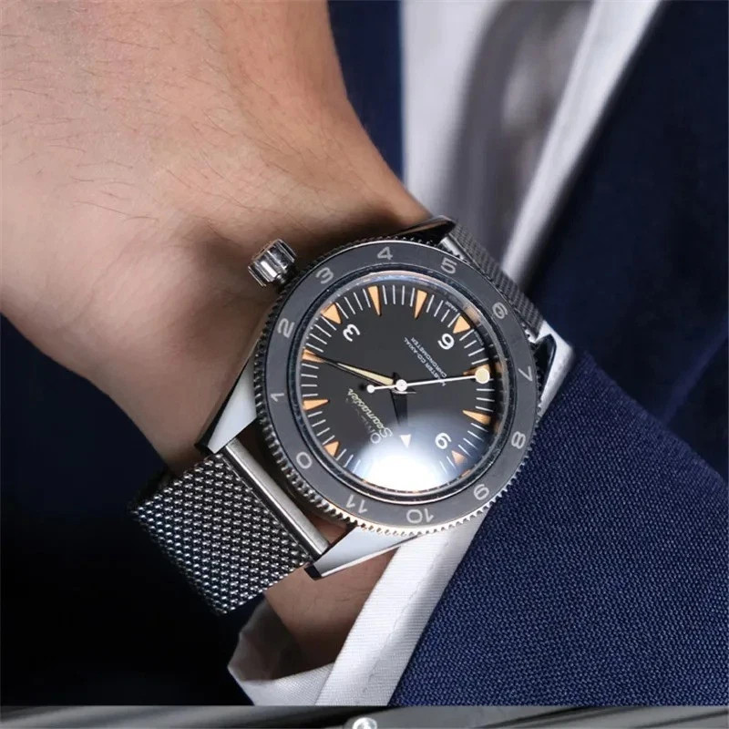 Solid Stainless Steel Mesh Band For Omega Seamaster With 4 Spring Bars