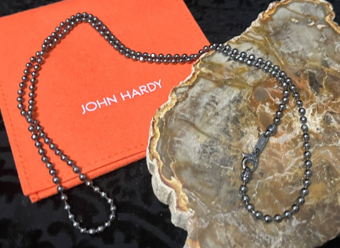 💕John Hardy 3mm Ball Chain Necklace Sterling Silver w/ Black Rhodium 26″ NWOT