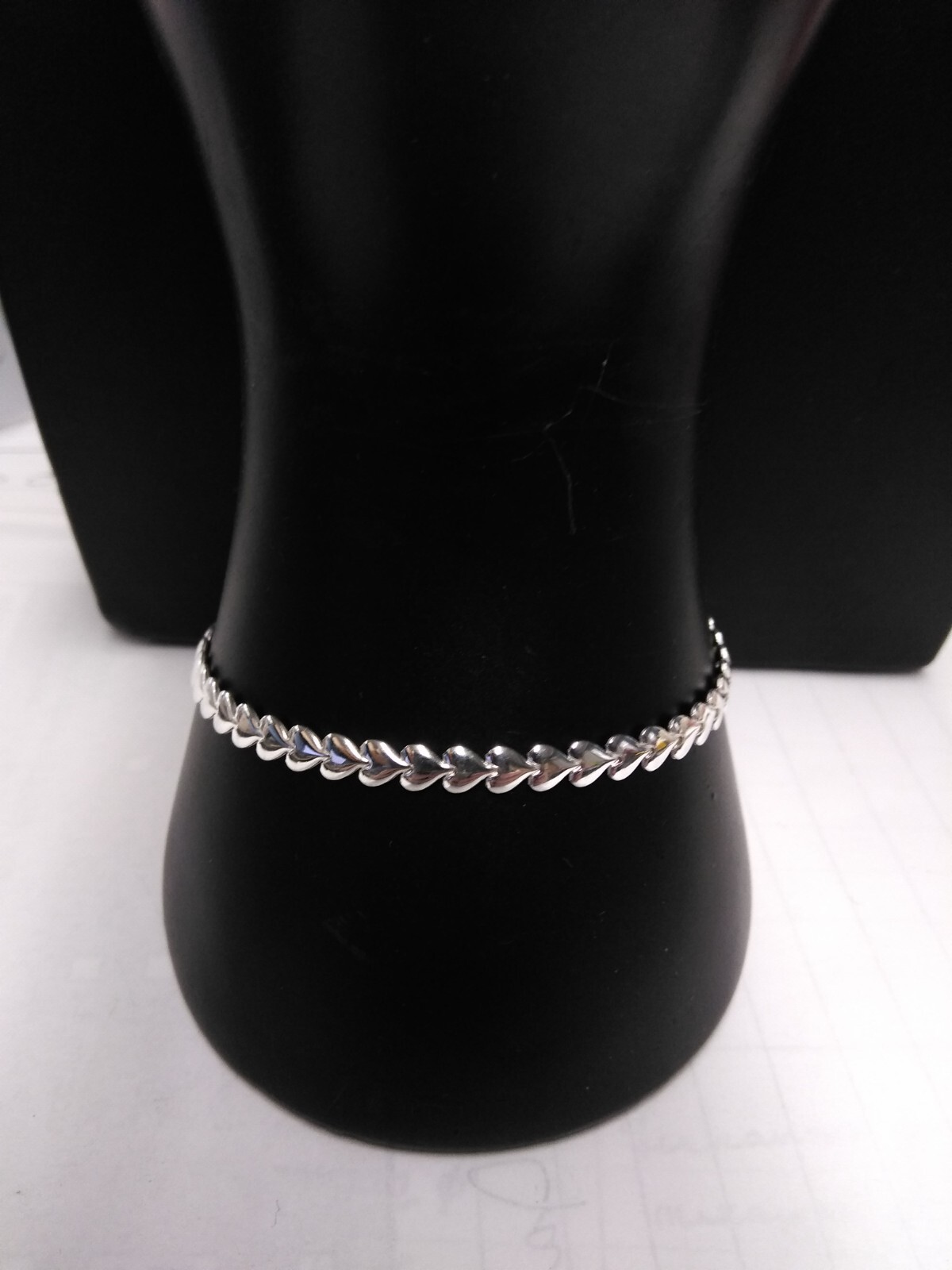 925 Foldover Heart Bracelet 7.5 inches