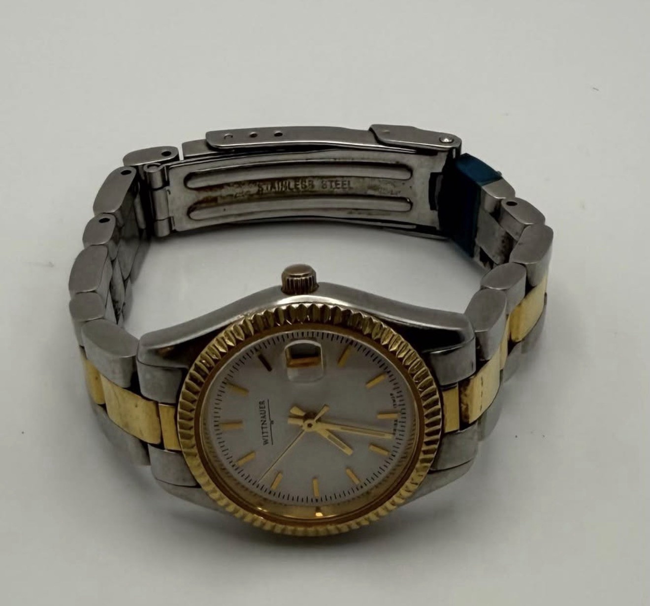 Wittnauer Womens Quartz Two-Tone SS Bracelet White Dial Date 30m 28-31.9mm