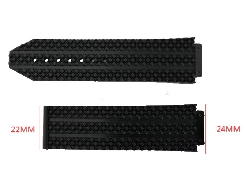 24MM RUBBER WATCH STRAP BAND FOR HUBLOT FUSION BIG BANG 44,44.5,45MM CERAMIC BLK