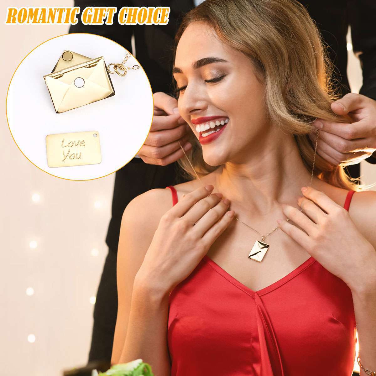 Love You Letter Envelope Pendant Necklace for Women Lover with Luxury Gift Box