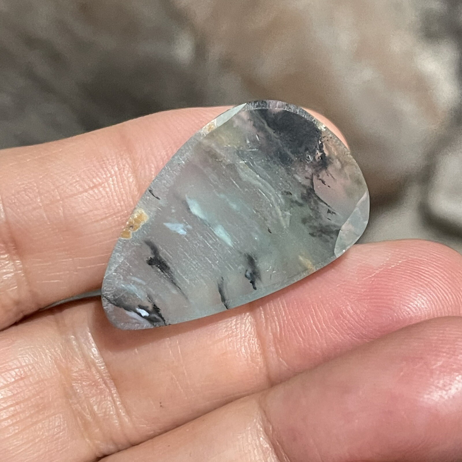 22ct 30.5x19x5.6mm Fine Picture Like Blue Peruvian Opal Smooth Cabochon Gem