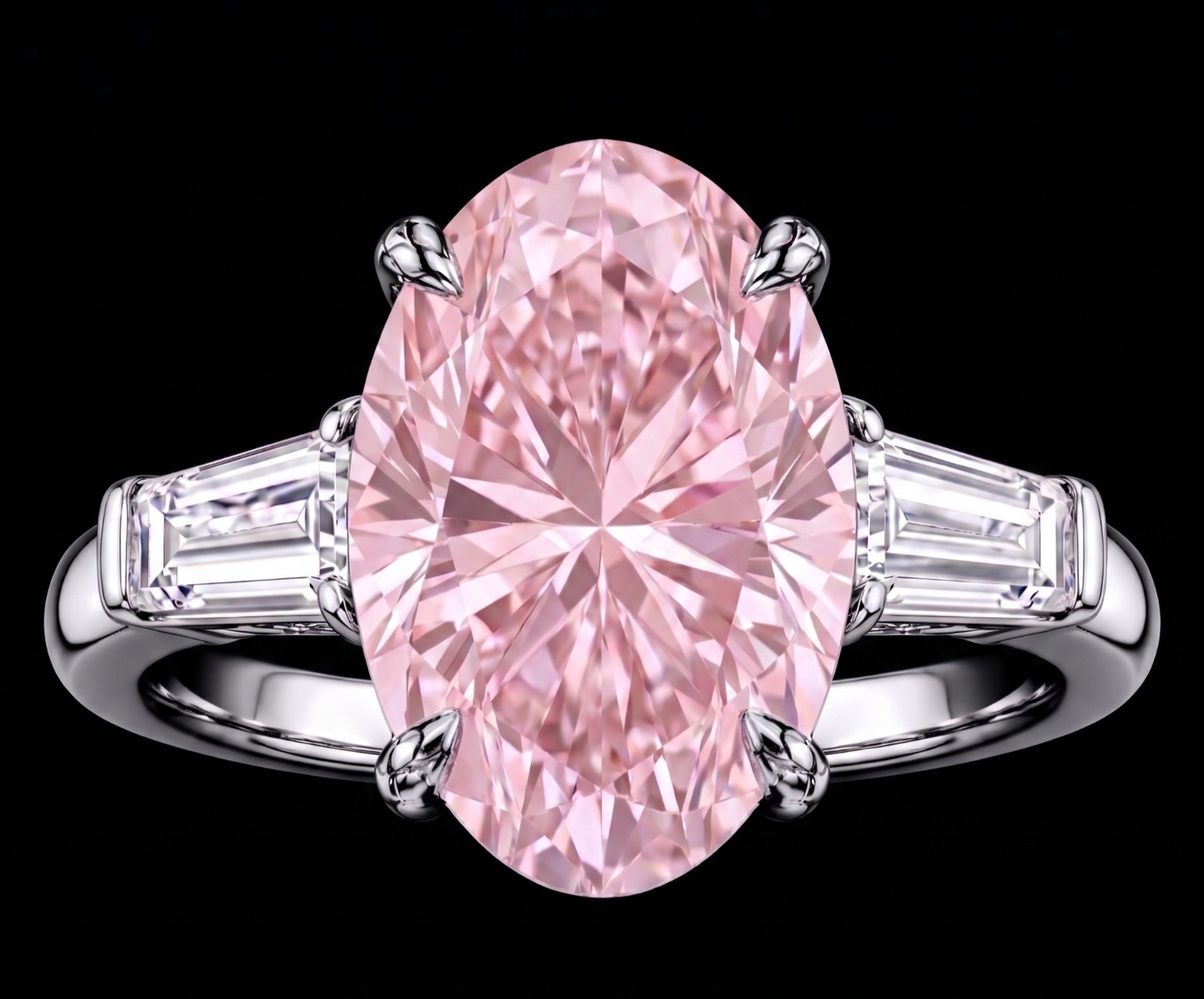 8.00 Ct Certified Oval Shape Pink Natural Diamond Ring VVS1 White Gold Finish