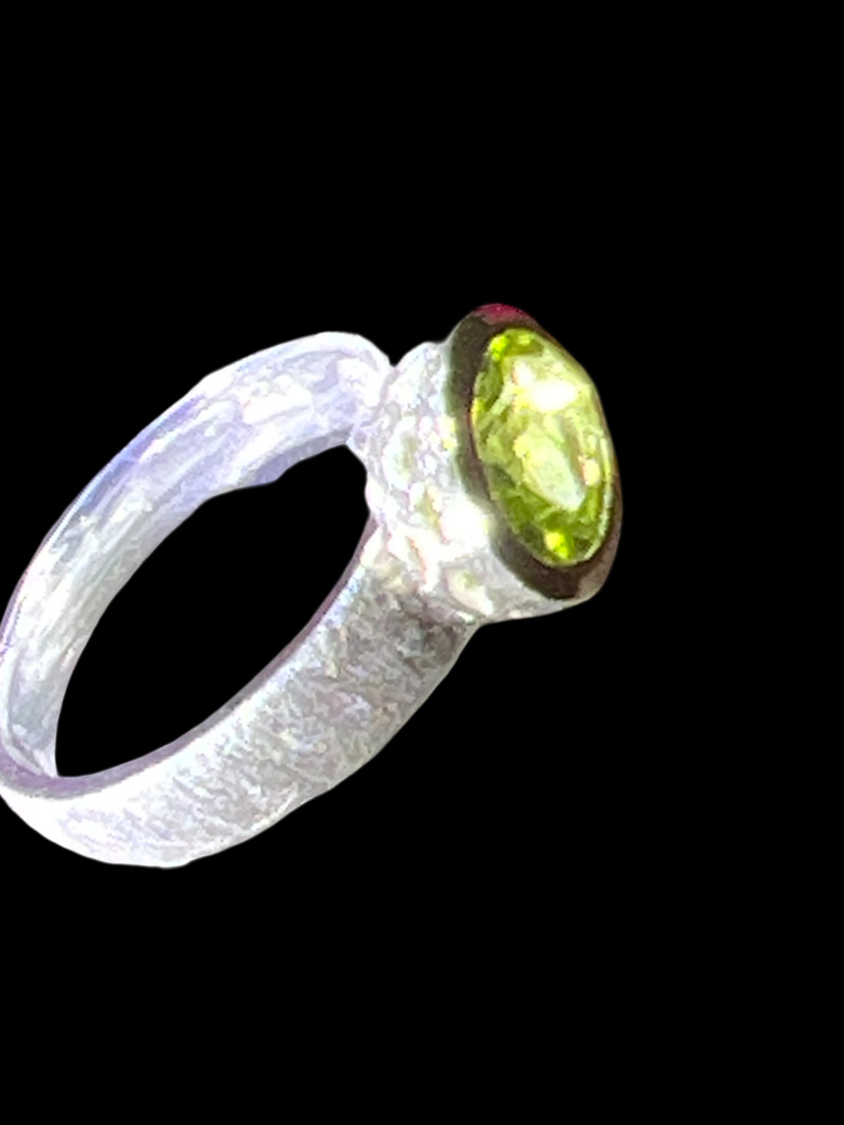 Green Tourmaline Sterling Silver Ring With 18K Gold Vermeil Setting