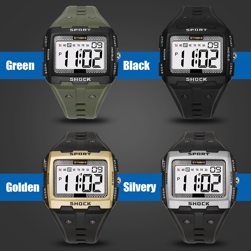 Waterproof Wrist Watch Mens Sports Army Digital Large LED Screen Military Watch