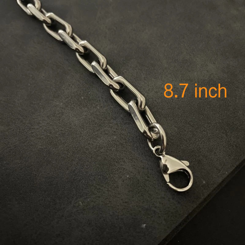 8mm Wide Pure Titanium Flat O-Chain Bracelet Men Women Chain Anti Allergy 8.7″