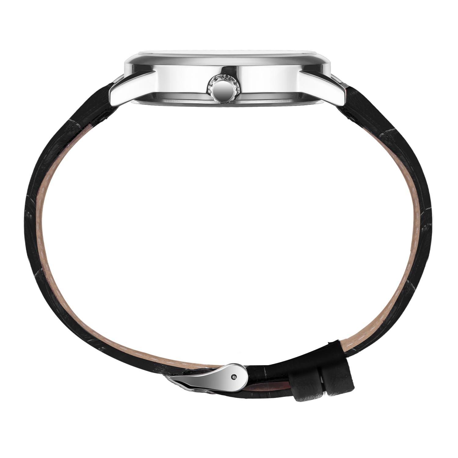 Kakabi Watch for Men, Easy Reader Unisex Analog 011-Black/Silver-Tone/Black