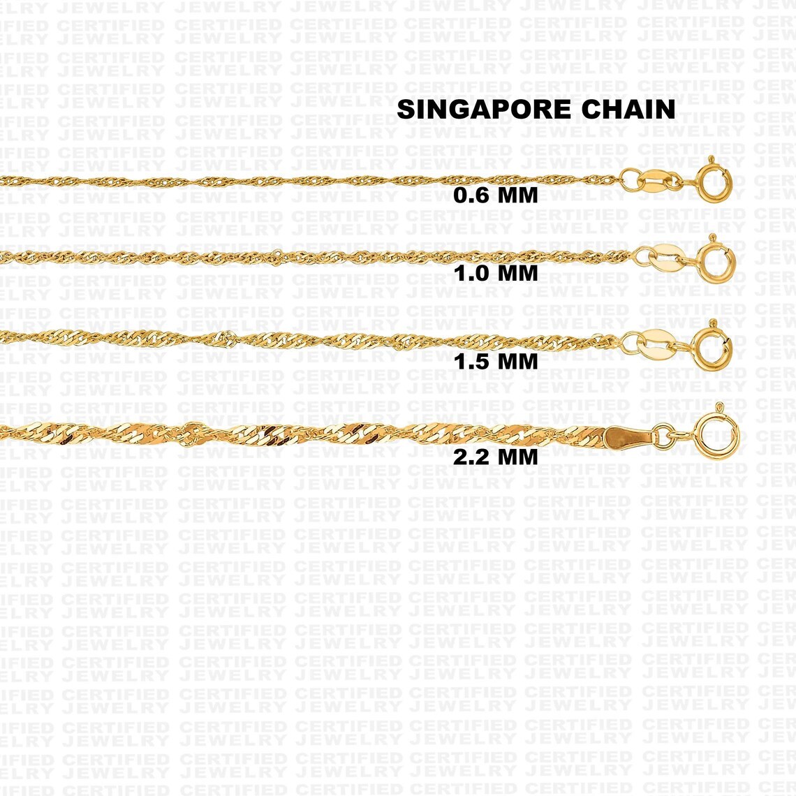 10K Solid Gold Rope Chain Necklace, 7″ – 30″ Inches, 0.8mm To 2.2mm