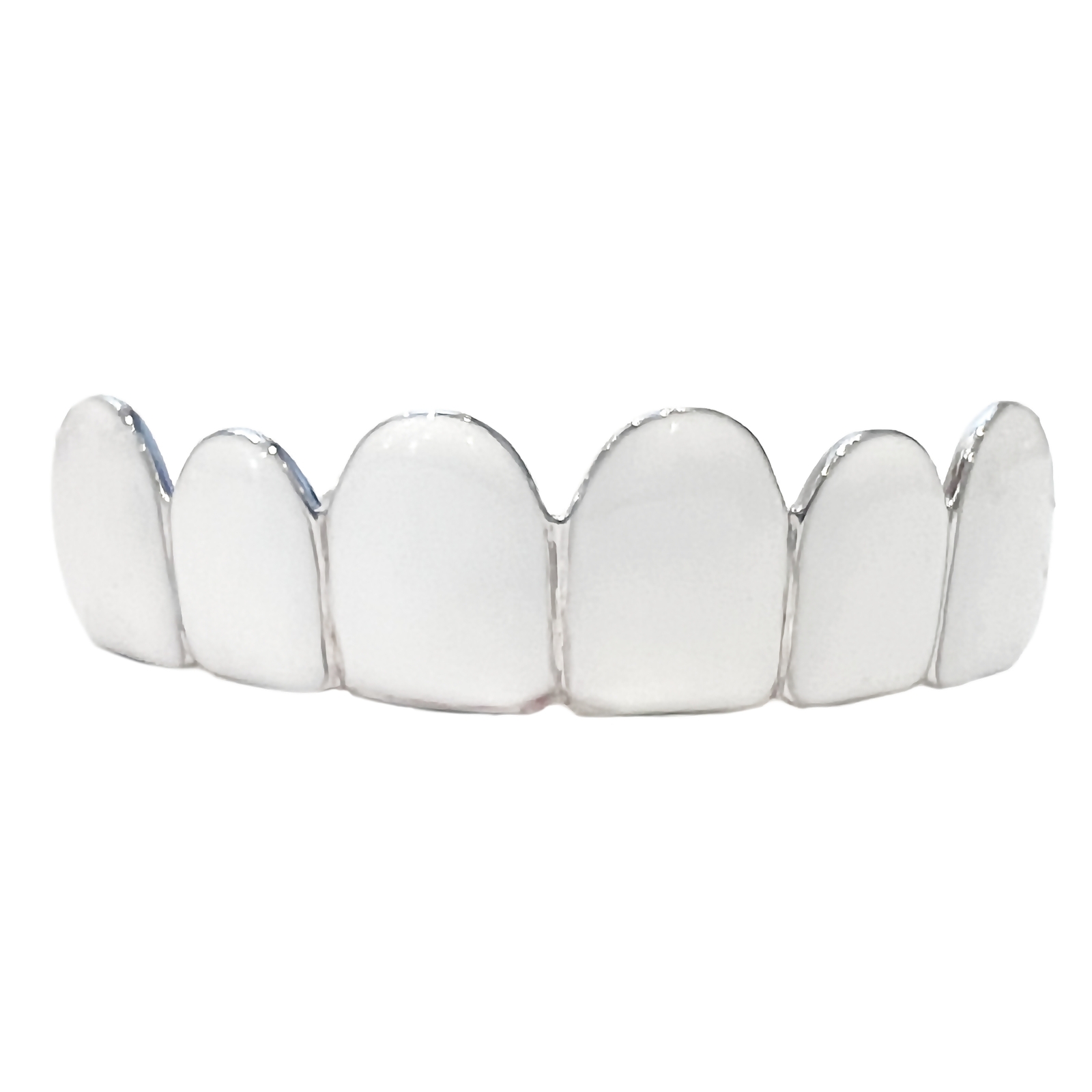 Real Solid 925 Sterling Silver White Enamel Grillz Rapper Grill Six Top Teeth