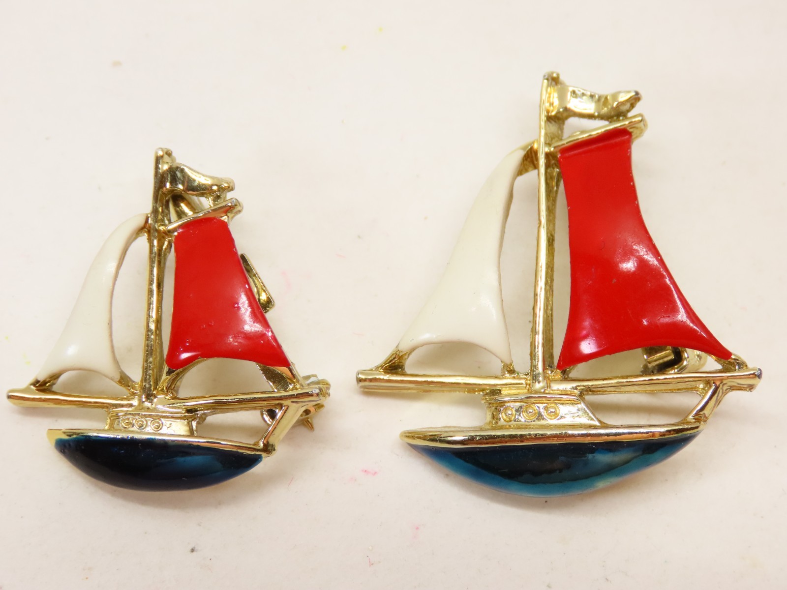 Gerry’s Sail Boats Brooch Pin Lot Enamel Gold Tone Signed D5748