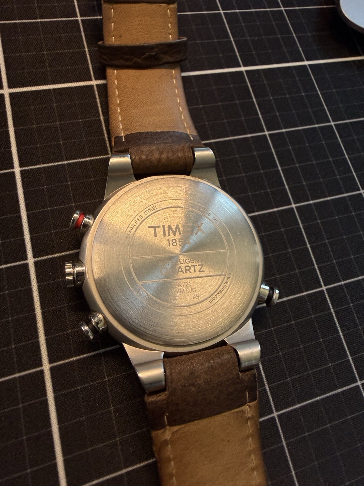 Timex Intelligent Quartz Compass Tide Tracker Beige Dial Leather Wristwatch