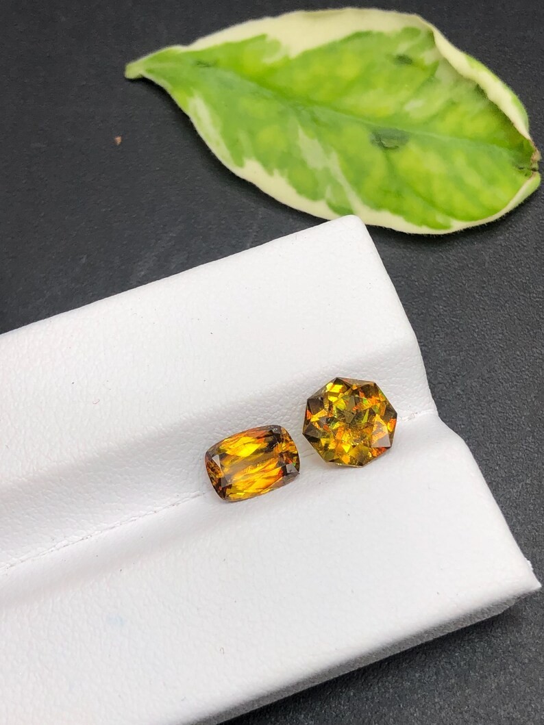 2.80Ct Natural Sphene Pair Golden Green High Dispersion Fire Loose Gemstone Set