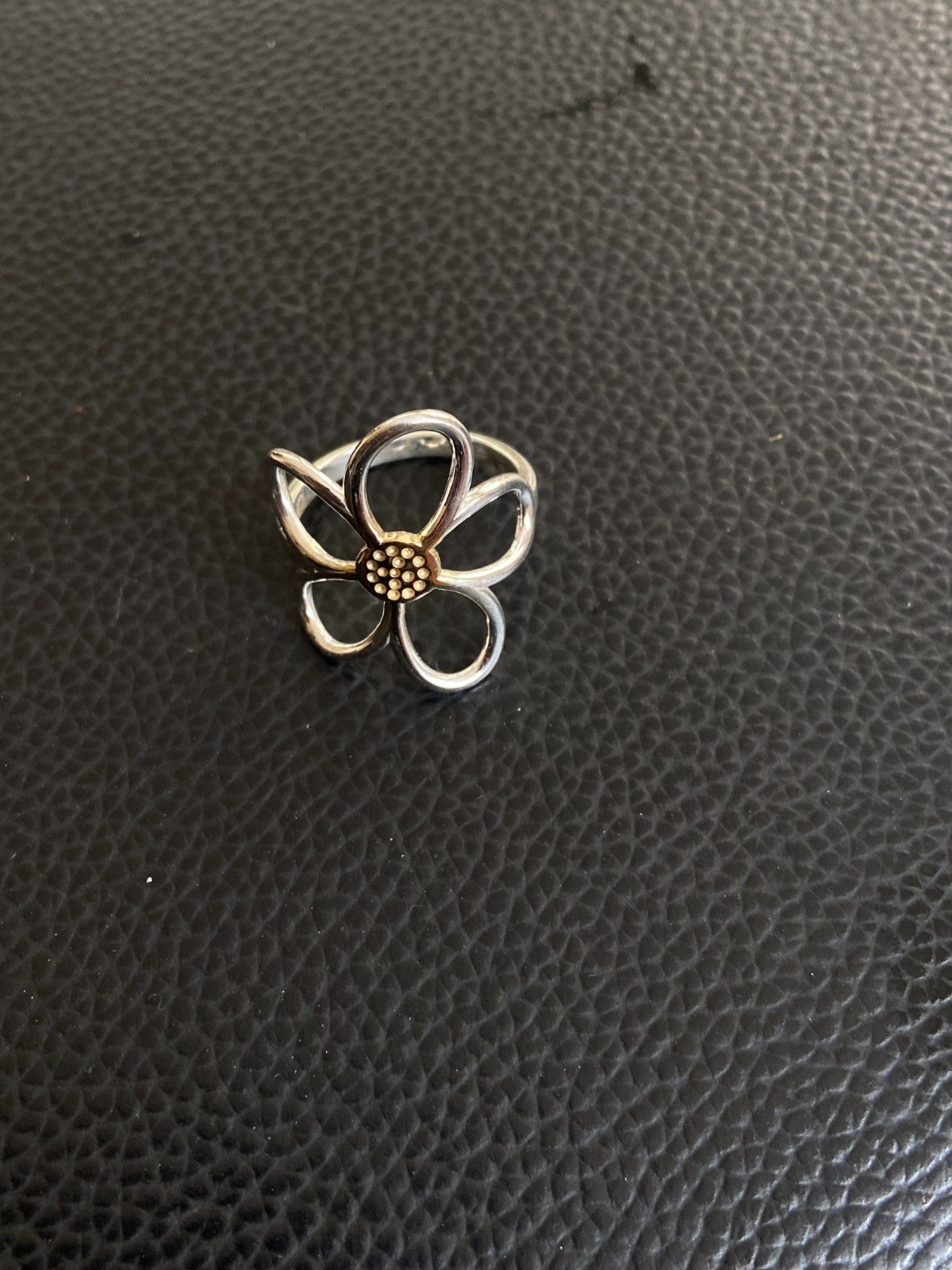 925 Sterling Silver Daisy Flower Ring Two Tone Gold Open Petal Boho Band 4-15US