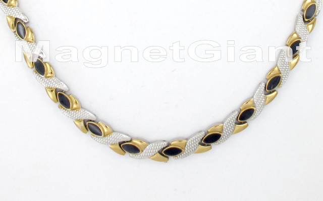 Gold Silver and Black Women magnetic stainless steel 316L links necklace
