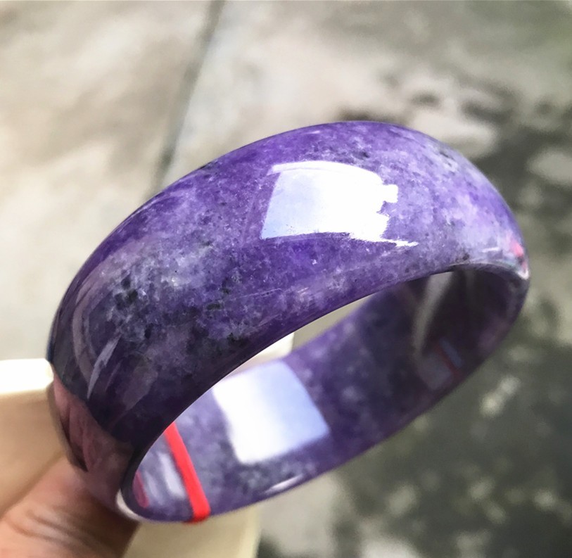 69MM Ancient Natural Lavender Jadeite Jade Bracelet Burma Jadeite Big Bangle