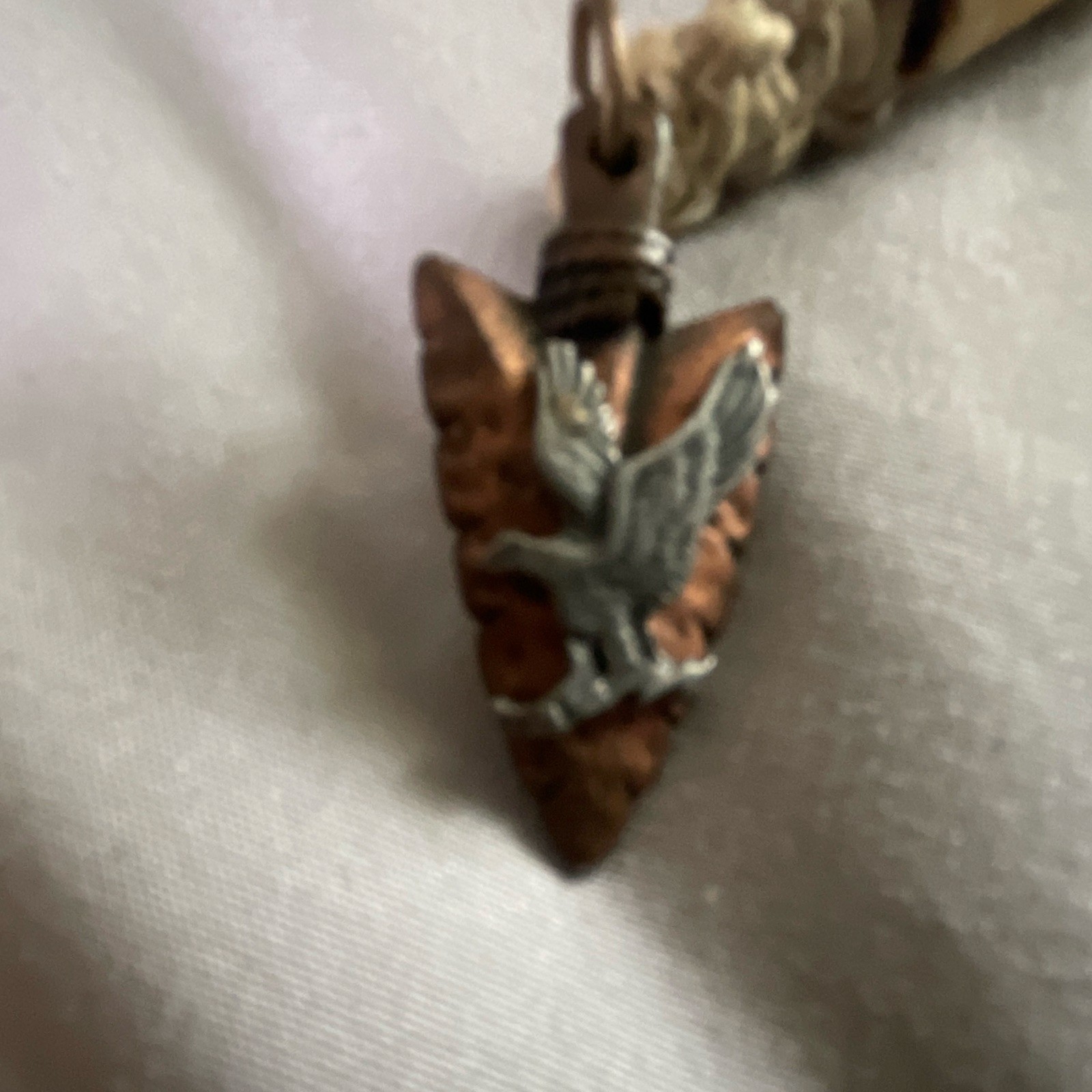 Handcrafted Beige Braided Necklace Arrow with Eagle Charm Pendant Bohemian
