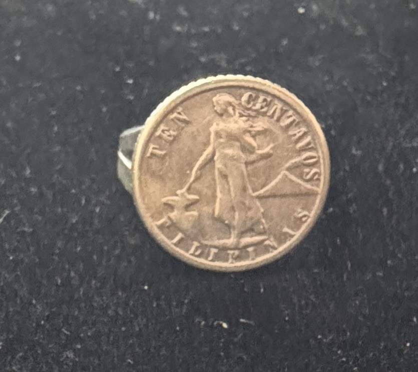 Vintage 1946 Philippines Silver 10 Centavos Coin Ring Size 5.5 Victory Eagle
