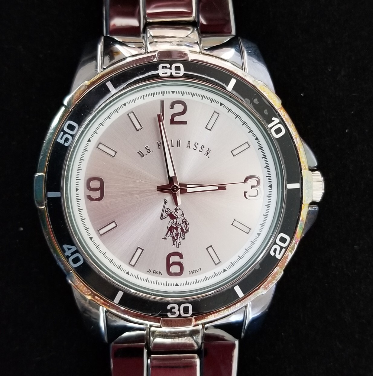 U.S. Polo Assn. Two Tone Watch USC80300 Silver Dial Link Band 8″ New Battery