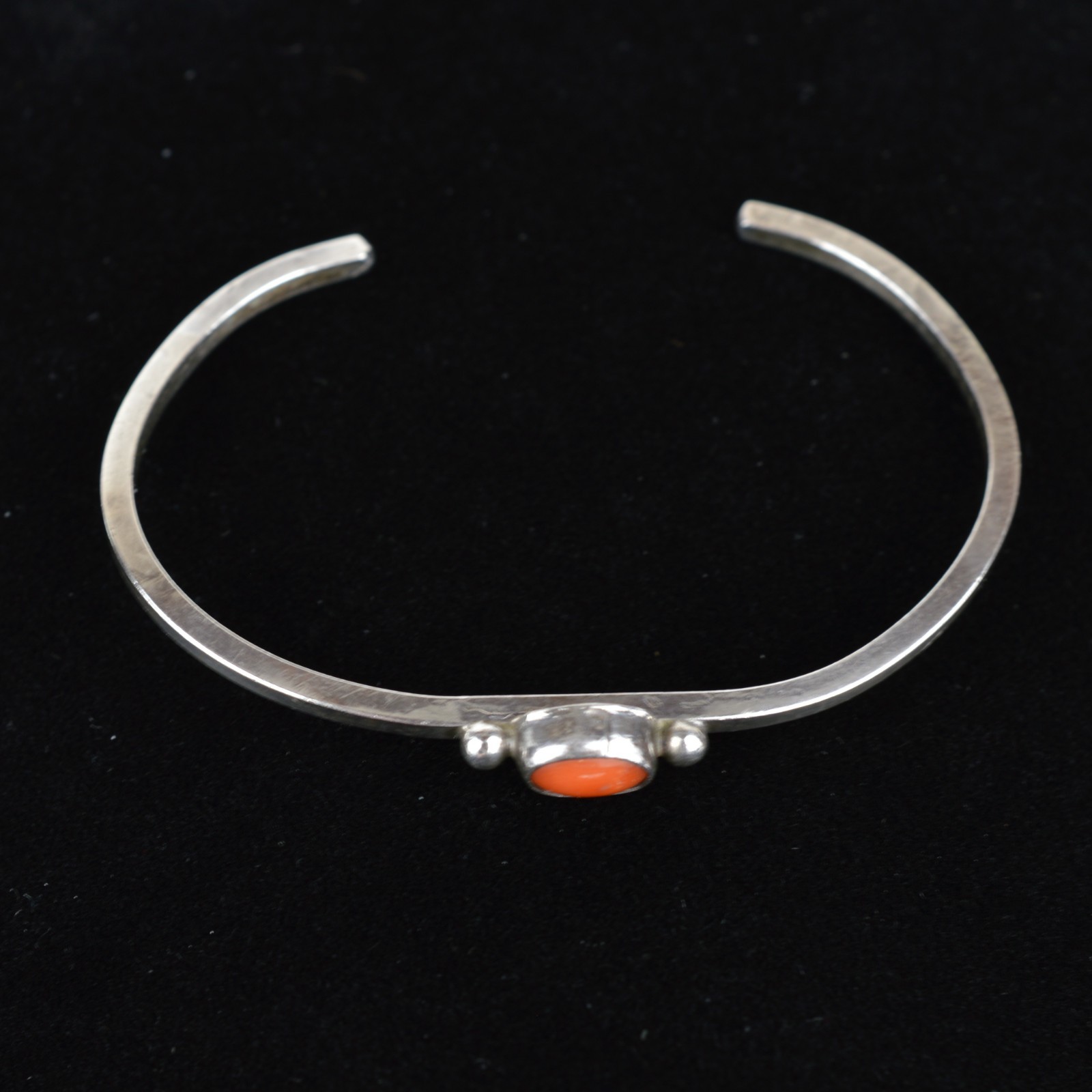 Vintage Navajo Sterling Silver Red Coral Cuff Bracelet Native American 925 16cm