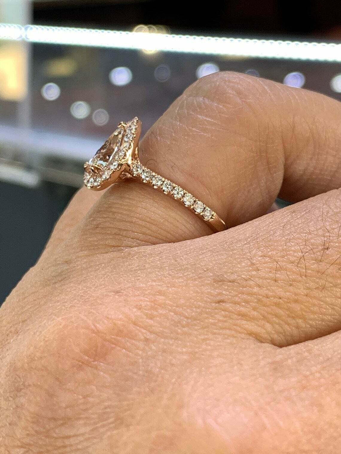 2.50Ct Lab-Created VVS1/D Diamond Halo Engagement Wedding Ring 14K Rose Gold Fn