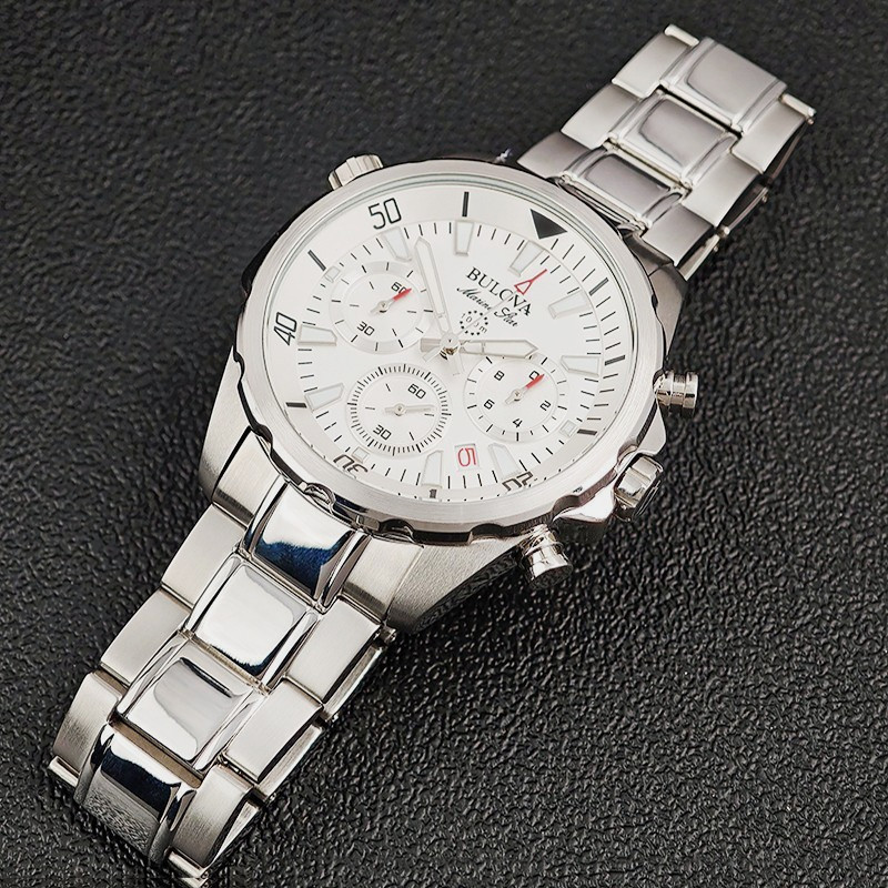 Bulova 96B255 Marine Star Chronograph Men’s White Watch 43 mm