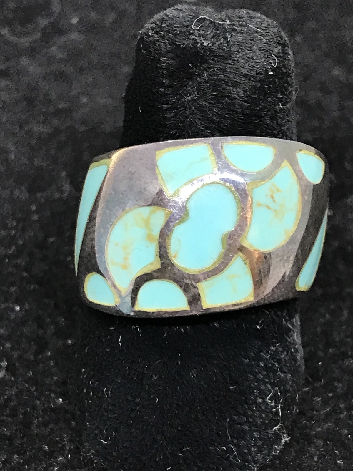 Vintage Native American Sterling Silver Makers Marked Turquoise Ring sz 5.5