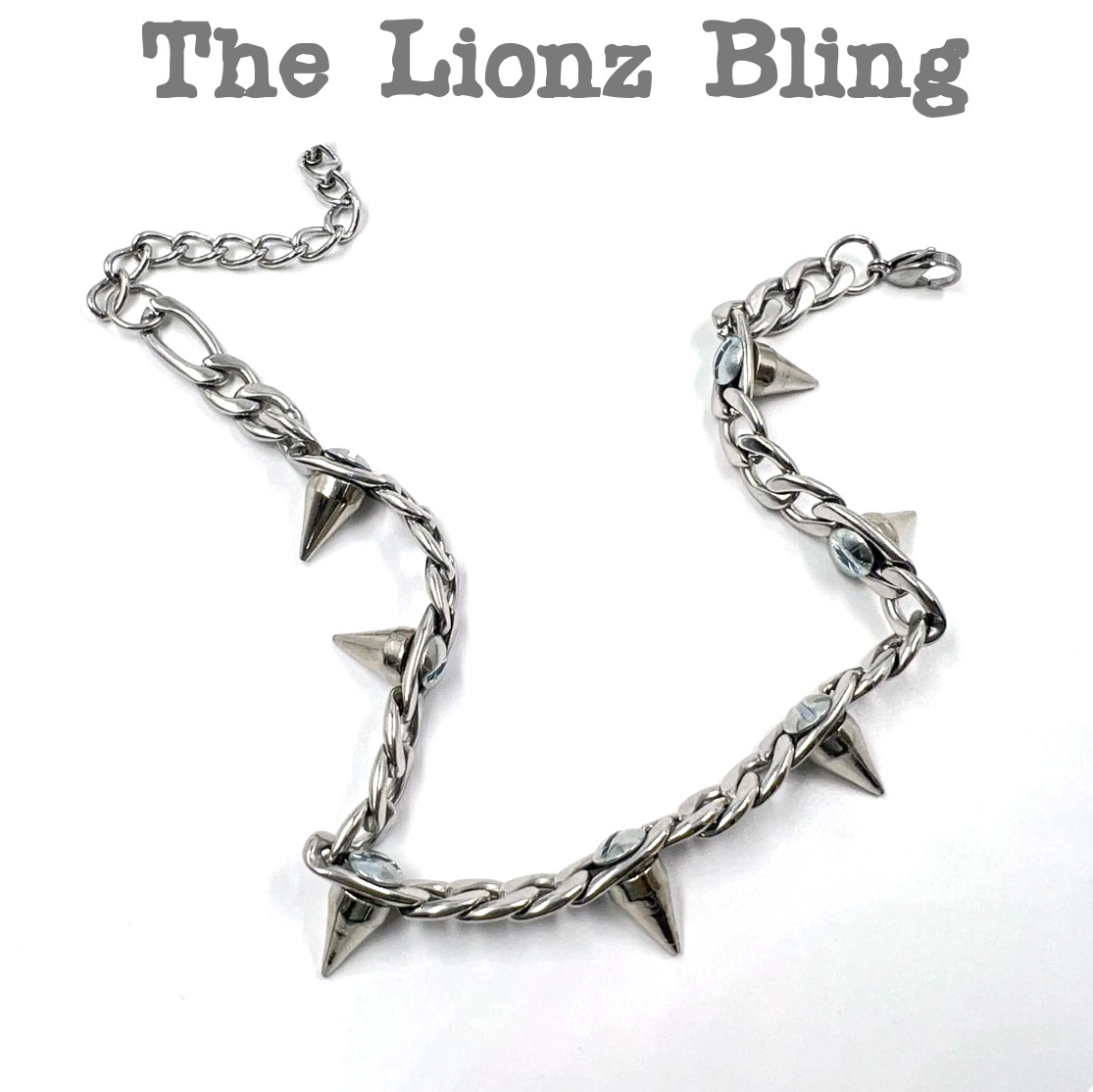 Punk Rock Emo Goth Spiked Heavy Chain Choker Necklace – 14 1/2″ to 17 1/4″