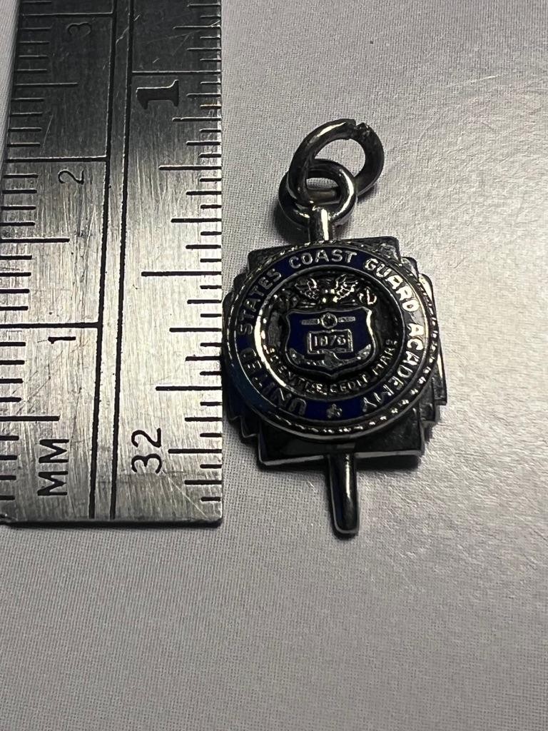 Vintage Sterling Silver Blue Enamel U.S. Coast Guard Academy Charm Kinney RI