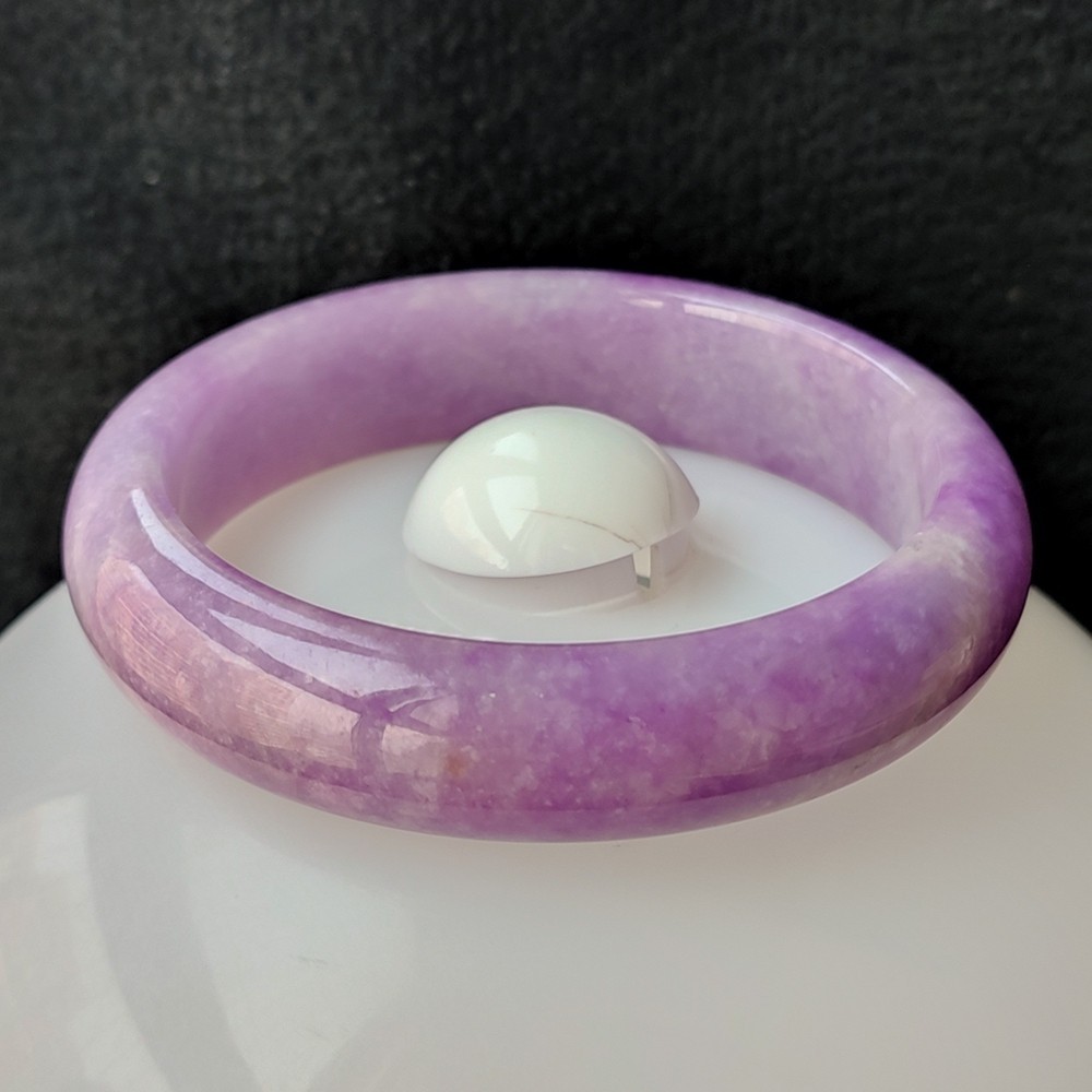 Certified Grade A Lavender 57-58mm Natural Burma Jade jadeite Bangle Bracelet