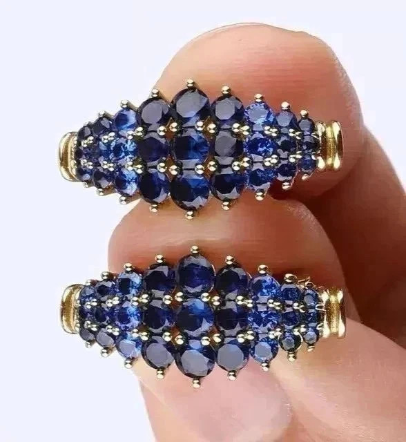 1.50CT Round Cut Simulated Sapphire Huggie Hoop Earrings 14k Yellow Gold Plated