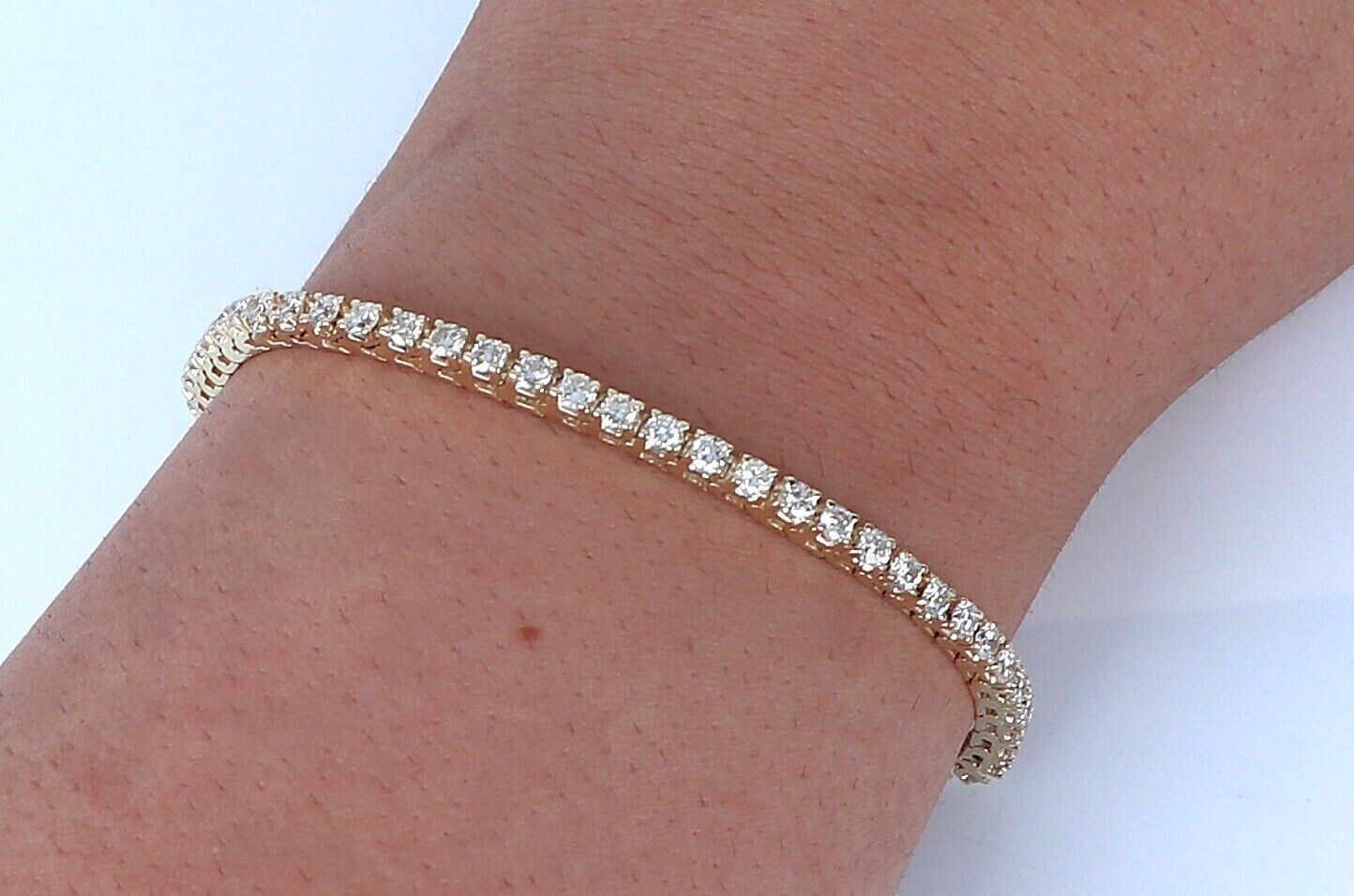 6.60Ct Round Cut GDGL Certified Natural Diamond Tennis Bracelet 18K Yellow Gold